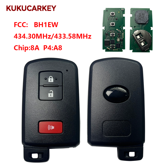 For Toyota Land Cruiser Smart Key, 3Buttons, BH1EW 89904-60K30 Keyless Go 434.30MHz/433.58MHz chip:8A P4:A8