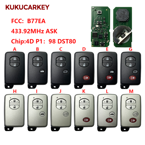 For Toyota Land Cruiser VDJ200 UZJ200 V8 A433 B77EA NEW Smart Key Fob 433.92MHz ASK chip:4D P1:98 DST80