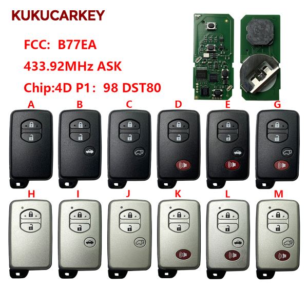 For Toyota Land Cruiser VDJ200 UZJ200 V8 A433 B77EA NEW Smart Key Fob 433.92MHz ASK chip:4D P1:98 DST80