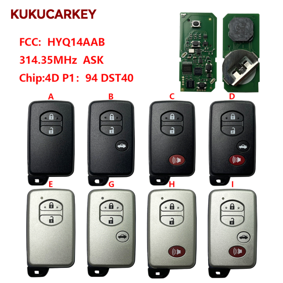 For Toyota Camry, Avalon 2007+ 4B Smart Key Fob (FCC HYQ14AAB, PN 89904-48110, Board 271451-0140) 314.35MHz ASK chip:4D P1：94 DST40