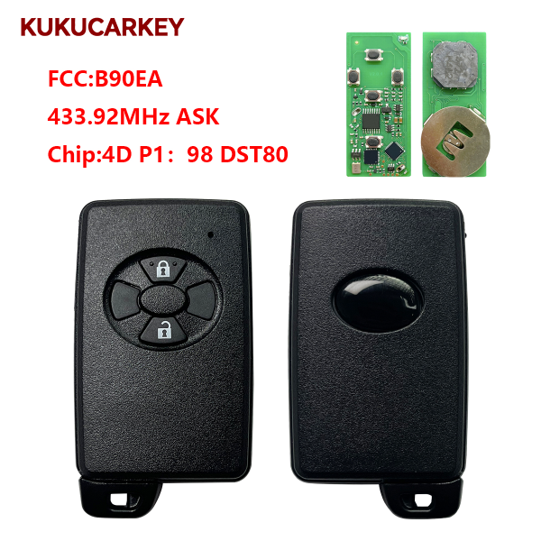 For Toyota Rav4 2006+ Smart Key, 2Buttons, B90EA 89904-12170 Keyless Go 61A544-0010 433.92MHz ASK chip:4D P1:98 DST80