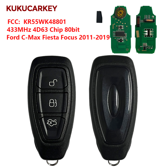 For Ford Focus Fiesta Mondeo C-Max Kuga 2011-2015 FCCID:KR55WK4880/KR5876268 4D63Chip 434 FSK Car Remote Key