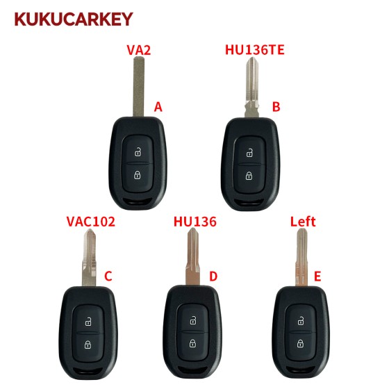 Car Remote Key Shell For Renault Duster Sandero Logan Clio Captur Laguna Scenic 2015 2016 fob 2 Buttons Replacement Blade:VA2/HU136TE/VAC102/HU136/Left
