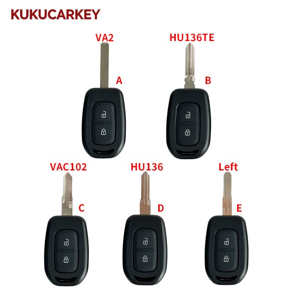 Car Remote Key Shell For Renault Duster Sandero Logan Clio Captur Laguna Scenic 2015 2016 fob 2 Buttons Replacement Blade:VA2/HU136TE/VAC102/HU136/Left