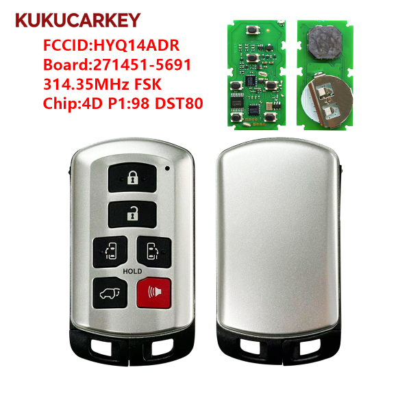 适用于丰田塞纳 2011-2020款 P/N:89904-08010 板号:271451-5691 FCCID:HYQ14ADR  314.35MHz FSK  P1:98  DST80