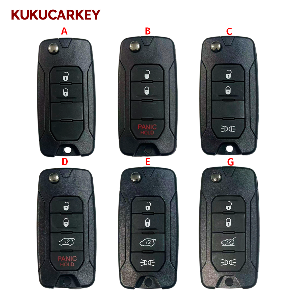 2/3/4 Buttons For Jeep Wrangler Renegade 2015-2018 Flip Remote Car Key Shell Case Replacement Housing Blade:SIP22