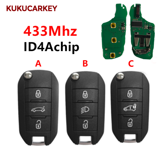 For Peugeot Key Remote Peugeot 208 2008 508 308 C3 (2017-2022) Aes 4A 433MHZ(HU83)