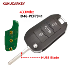 For Peugeot  433Mhz Remote Car Key 208 301 308 508 2008 5008 Hella Fit Citroen C3 C4 C4L ID46-7941 Chip (HU83)