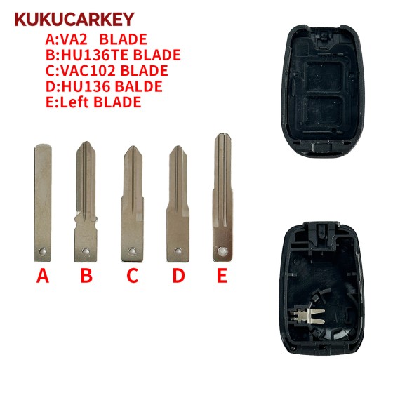Car Remote Key Shell For Renault Duster Sandero Logan Clio Captur Laguna Scenic 2015 2016 fob 2 Buttons Replacement Blade:VA2/HU136TE/VAC102/HU136/Left