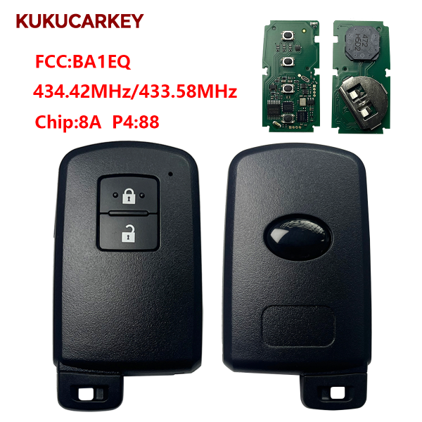 适用于丰田 RAV4 2013+款 2键智能钥匙  BA1EQ P/N:89904-42130  芯片:8A  频率:433.58MHz/434.42MHz