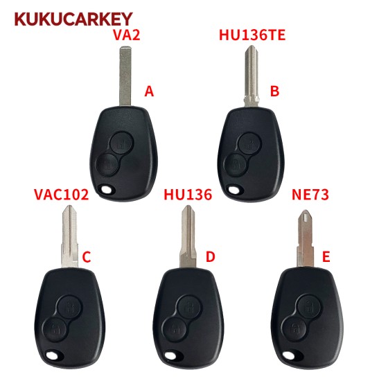 2 Buttons Replacement Remote Key Shell Case For Renault Clio Modus Kangoo Master Vauxhall Twingo Vivaro Primastar Logan Sandero Blade:VA2/HU136TE/VAC102/HU136/NE73