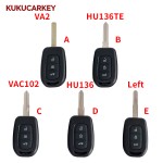 Car Remote Key Shell For Renault Duster Sandero Logan Clio Captur Laguna Scenic 2015 2016 fob 3 Buttons Replacement Blade:VA2/HU136TE/VAC102/HU136/Left