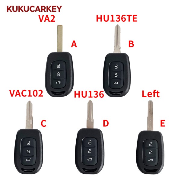 Car Remote Key Shell For Renault Duster Sandero Logan Clio Captur Laguna Scenic 2015 2016 fob 3 Buttons Replacement Blade:VA2/HU136TE/VAC102/HU136/Left