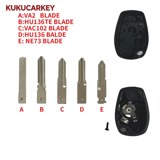 2 Buttons Replacement Remote Key Shell Case For Renault Clio Modus Kangoo Master Vauxhall Twingo Vivaro Primastar Logan Sandero Blade:VA2/HU136TE/VAC102/HU136/NE73