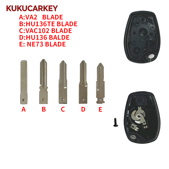 3 Buttons Replacement Remote Key Shell Case For Renault Clio Modus Kangoo Master Vauxhall Twingo Vivaro Primastar Logan Sandero  Blade:VA2/HU136TE/VAC102/HU136/NE72