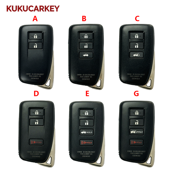 For Lexus ES GS NX RX LX XM38 2/3/4 Buttons Smart Car Key Shell