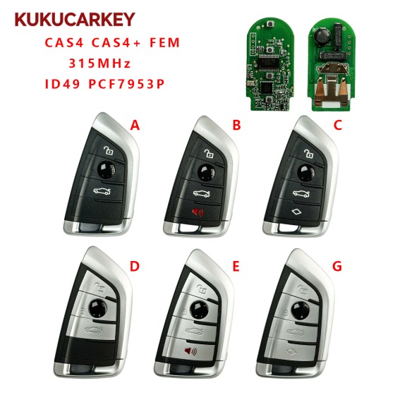 For BMW 1 3 5 7 Series X1 X3 X5 X6 X7 F System 2012-2018 FEM 315MHz ID49 PCF7953P Chip Keyless Go Remote Car Key