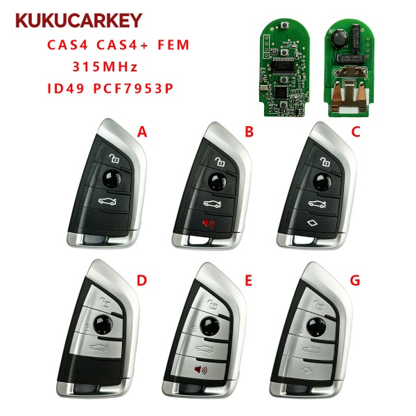 For BMW 1 3 5 7 Series X1 X3 X5 X6 X7 F System 2012-2018 FEM 315MHz ID49 PCF7953P Chip Keyless Go Remote Car Key