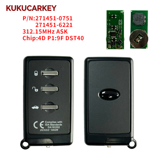 For Subaru Exiga Impreza Forester Legacy Outback 3 Buttons Remote Car key P/N:271451-0751 271451-6221 312.15MHz ASK chip:4D P1:9F DST40