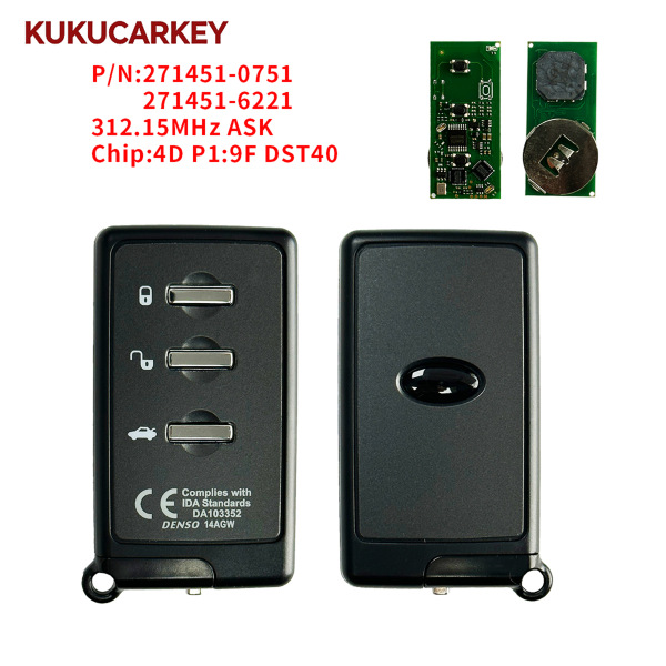 For Subaru Exiga Impreza Forester Legacy Outback 3 Buttons Remote Car key P/N:271451-0751 271451-6221 312.15MHz ASK chip:4D P1:9F DST40