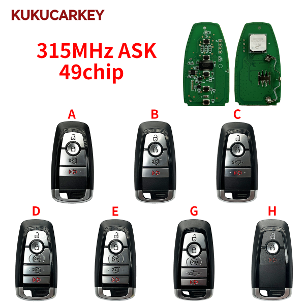 For Ford Mondeo Mustang Fusion Explorer Expedition 2017+ Smart Car Key 315 MHz ASK 49Chip