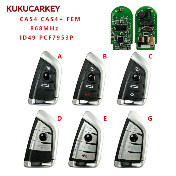 For BMW 1 3 5 7 Series X1 X3 X5 X6 X7 F System 2012-2018 CAS4+ FEM 868MHz ID49 PCF7953P Chip Keyless Go Remote Car Key