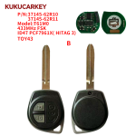For Suzuki Swift RX4 2015-2020 Cross Ignis Cross Ignis 2017-2020 P/N:37145-62R10 37145-62R11 Model:T61M0 Remote Car Key Fob 2 Buttons 433MHz FSK ID47 PCF7961X( HITAG 3) Blade:SZ11R/TOY43/HU133R