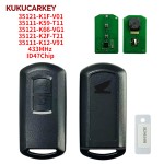2Buttons P/N:35121-K1F-V01 / 35111-K59-T11 / 35121-K66-VG1 / 35121-K2F-T21 / 35111-K12-V91 433MHz ID47Chip Motorcycle Car Key Fob for Honda Click 150I Vario 150 K12 K59
