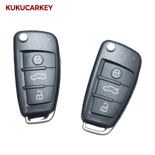 适用于 2008-2011 款奥迪 A6L、Q7、A2、A3、A4、A6、A8、TT 3 键折叠遥控钥匙替换外壳 带 HU66 钥匙胚