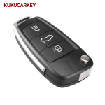 适用于 2008-2011 款奥迪 A6L、Q7、A2、A3、A4、A6、A8、TT 3 键折叠遥控钥匙替换外壳 带 HU66 钥匙胚